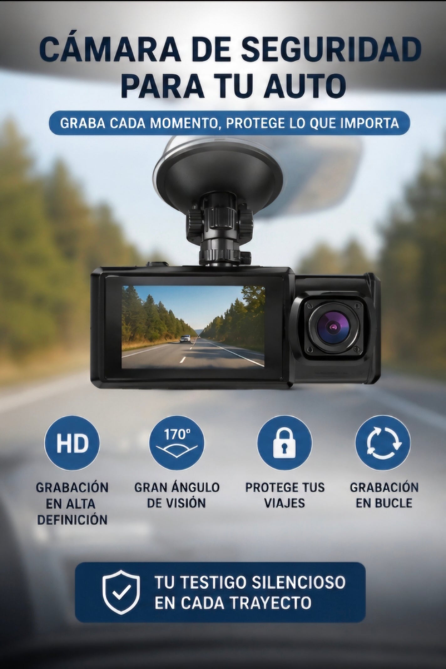 Cámara de salpicadero con cámara Dual de 1080P para coches, frontal e interior.
