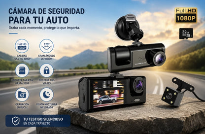Cámara de salpicadero con cámara Dual de 1080P para coches, frontal e interior.