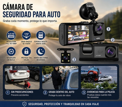 Cámara de salpicadero con cámara Dual de 1080P para coches, frontal e interior.