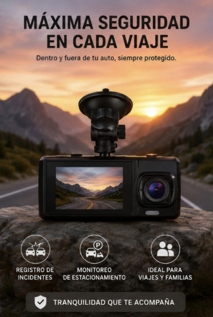 Cámara de salpicadero con cámara Dual de 1080P para coches, frontal e interior.